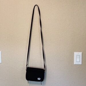 Black Crossbody Bag with Crown Logo